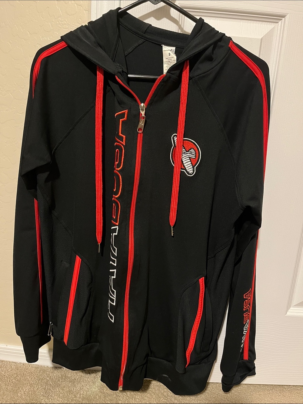 Men’s Black & Red Hooded Zip Jacket